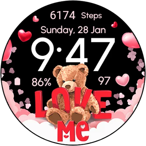 V-Day Teddy watch face